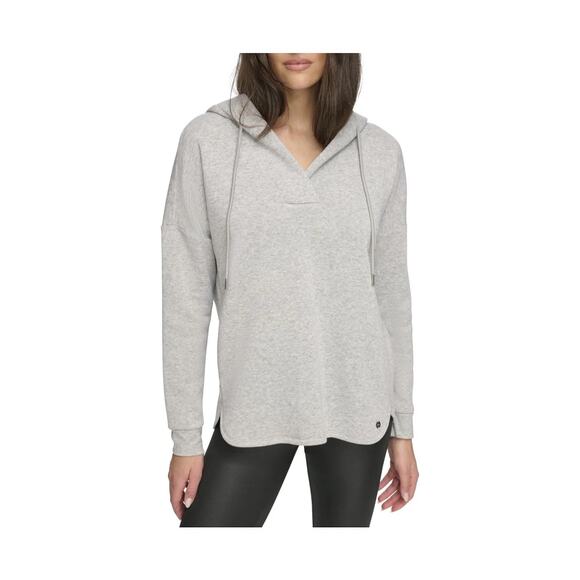 Andrew Marc Sport Grey Fleece Split Neck Hoodie - Medium - Picture 1 of 11